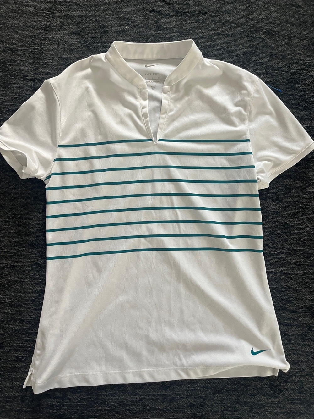 Nike Women’s White Polo with Teal Stripes